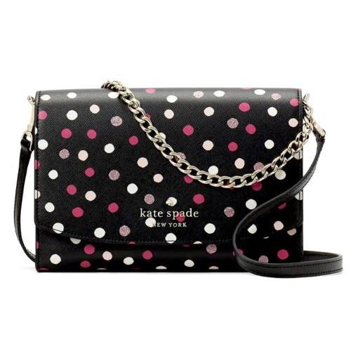 Kate Spade York Black Carson Glimmer Polka Dots Convertible Crossbody