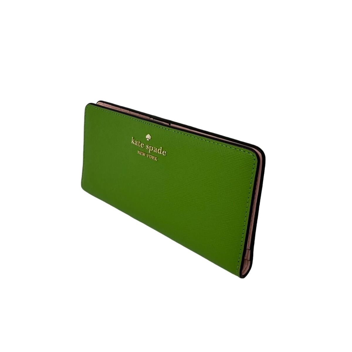 Kate Spade Madison Large Slim Bifold Saffiano Leather Wallet Green KC579