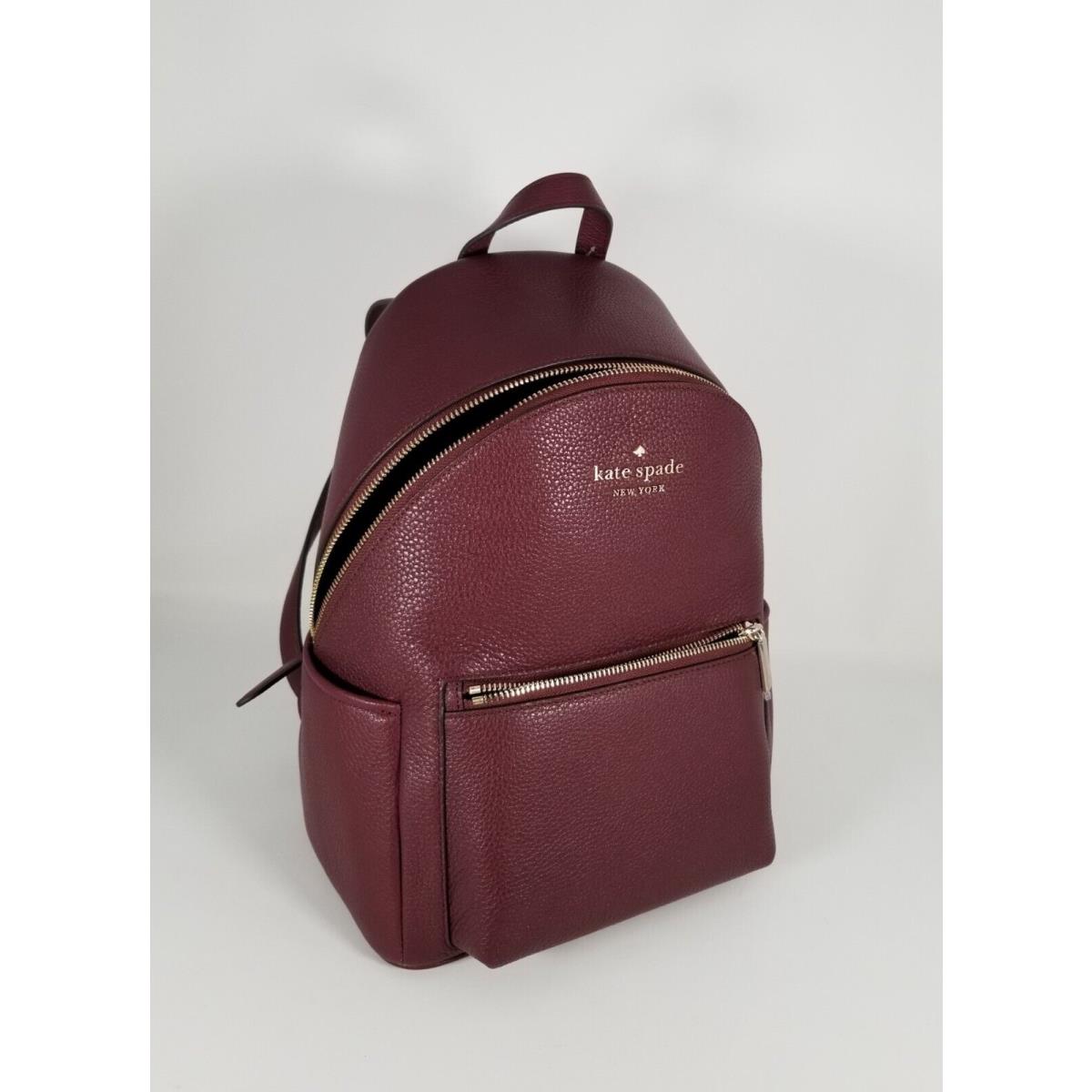 Kate Spade Leila Dome Backpack Womens Medium Cherrywood Burgundy Pebbled Leather