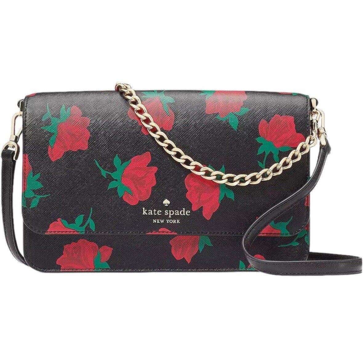 New Kate Spade New York Madison Rose Toss Printed Flap Crossbody Purse Tote Bag