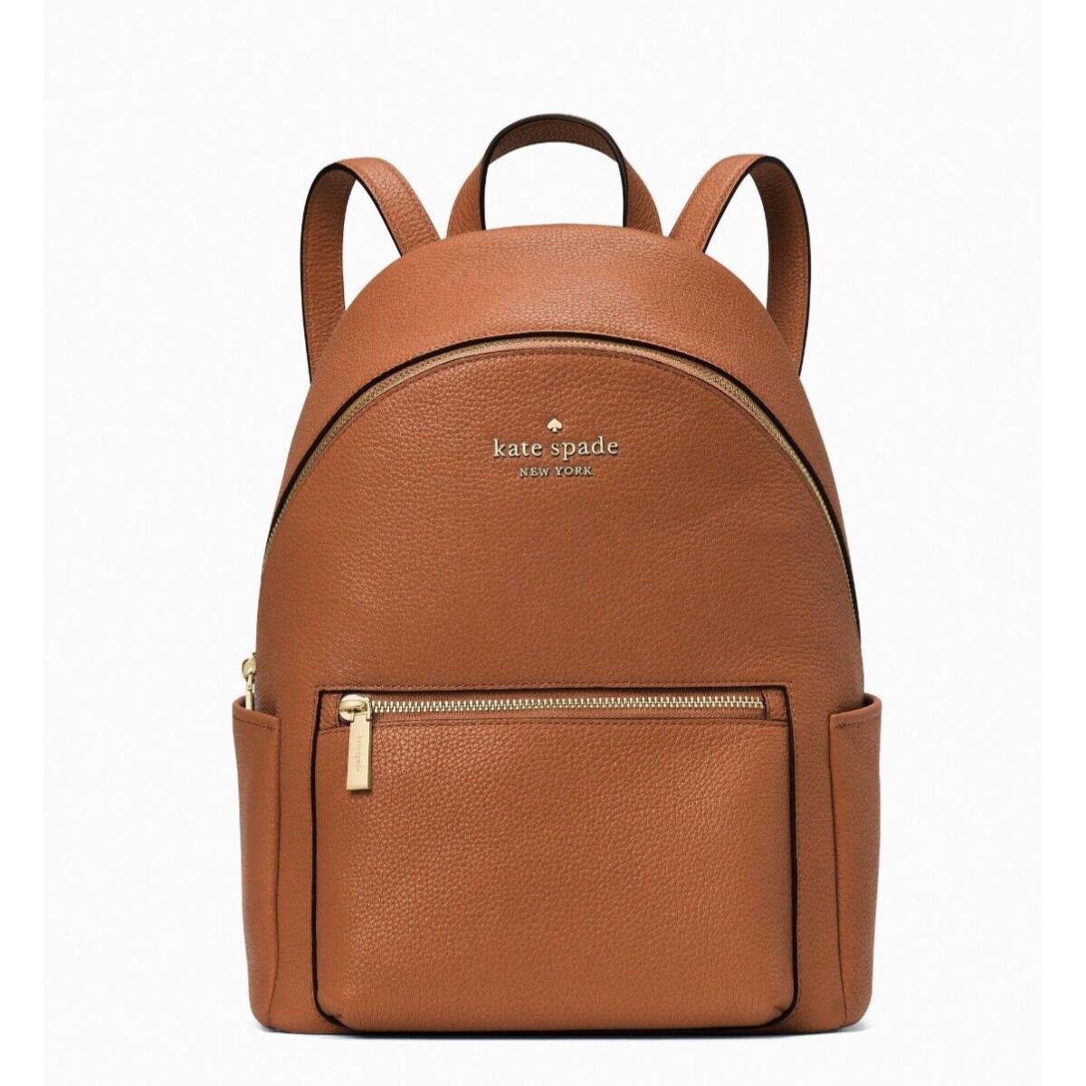 New Kate Spade Leila Medium Dome Backpack Leather Warm Gingerbread