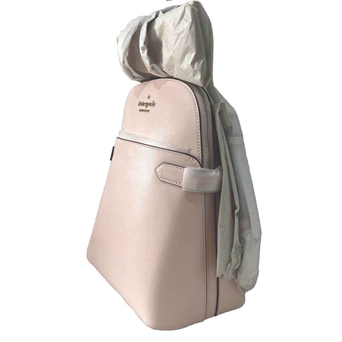 Kate Spade Staci Dome Zip Backpack Pink Saffiano Leather New