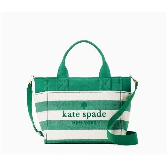 Kate Spade Beach Time Striped Small Tote Green Bean