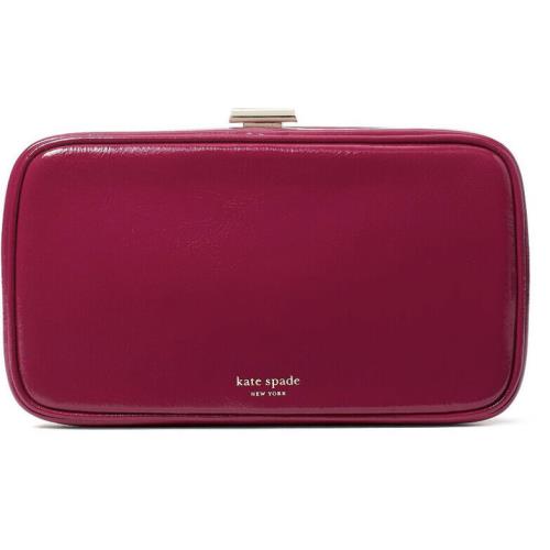 Kate Spade New York Tonight Crinkle Patent Clutch in Deep Raspberry