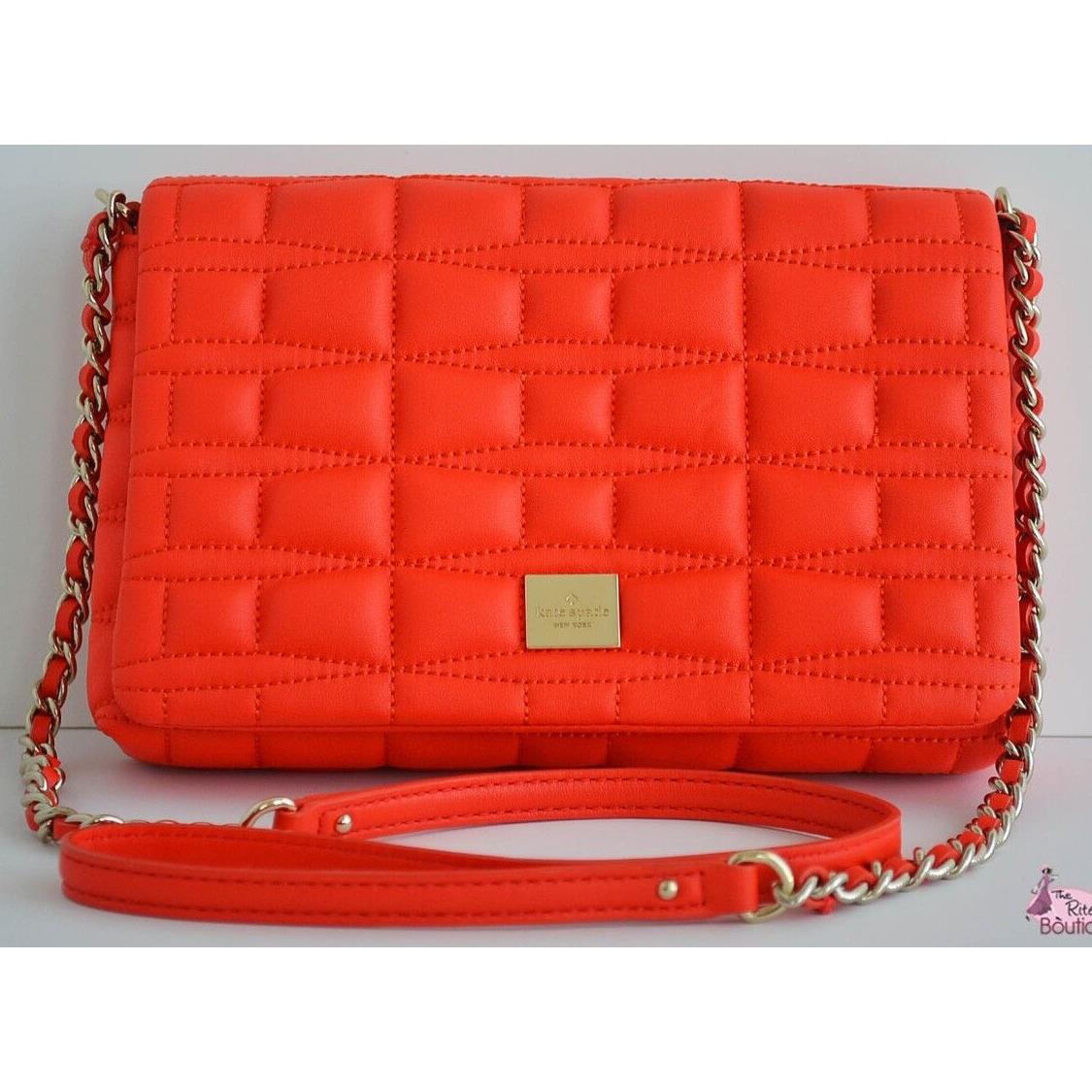 Kate Spade Purse Orange Quilted Leather Brianne Crossbody Shoulder Handbag New