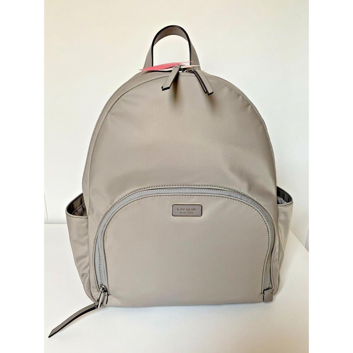 Kate Spade Dawn Large Backpack Laptop Grey Nylon Tags Athntc