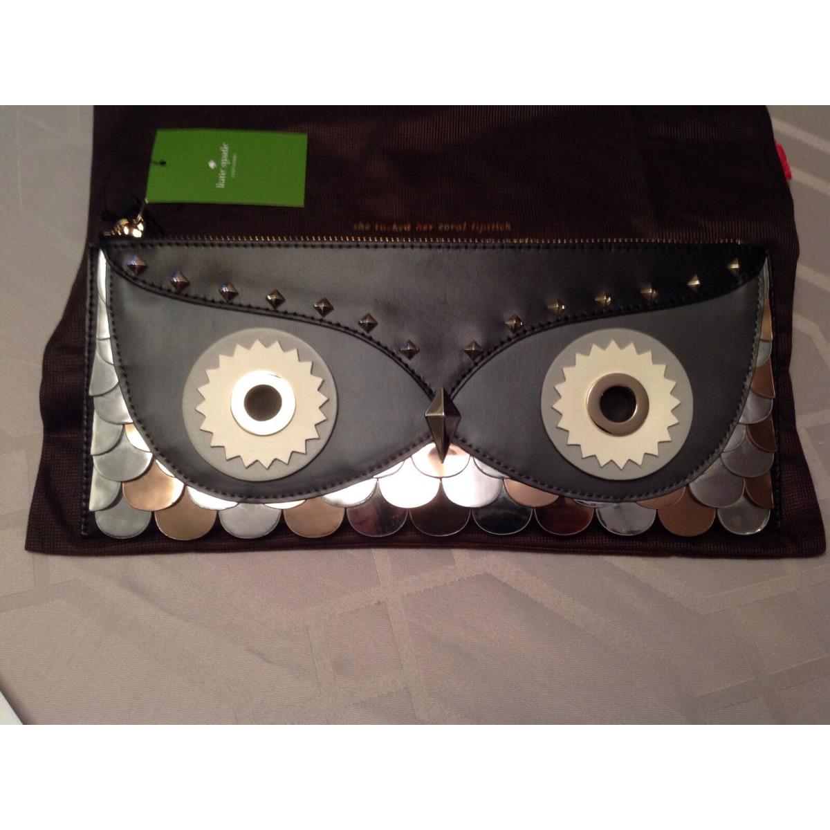 Kate Spade Wise Owl Large Leather Zipped Clutch Evening. Collector Item