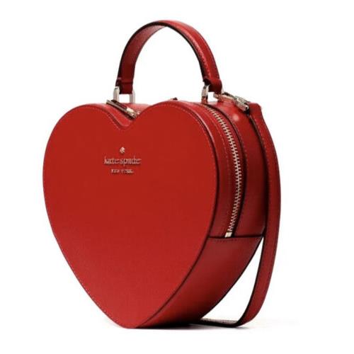 Kate Spade Love Shack Heart Crossbody Purse Leather Candied Cherry Red New