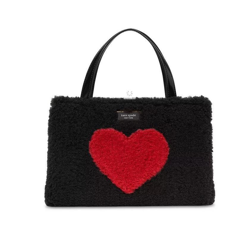 Kate Spade Fur Shearling Sam Icon Intarsia Small Heart Tote