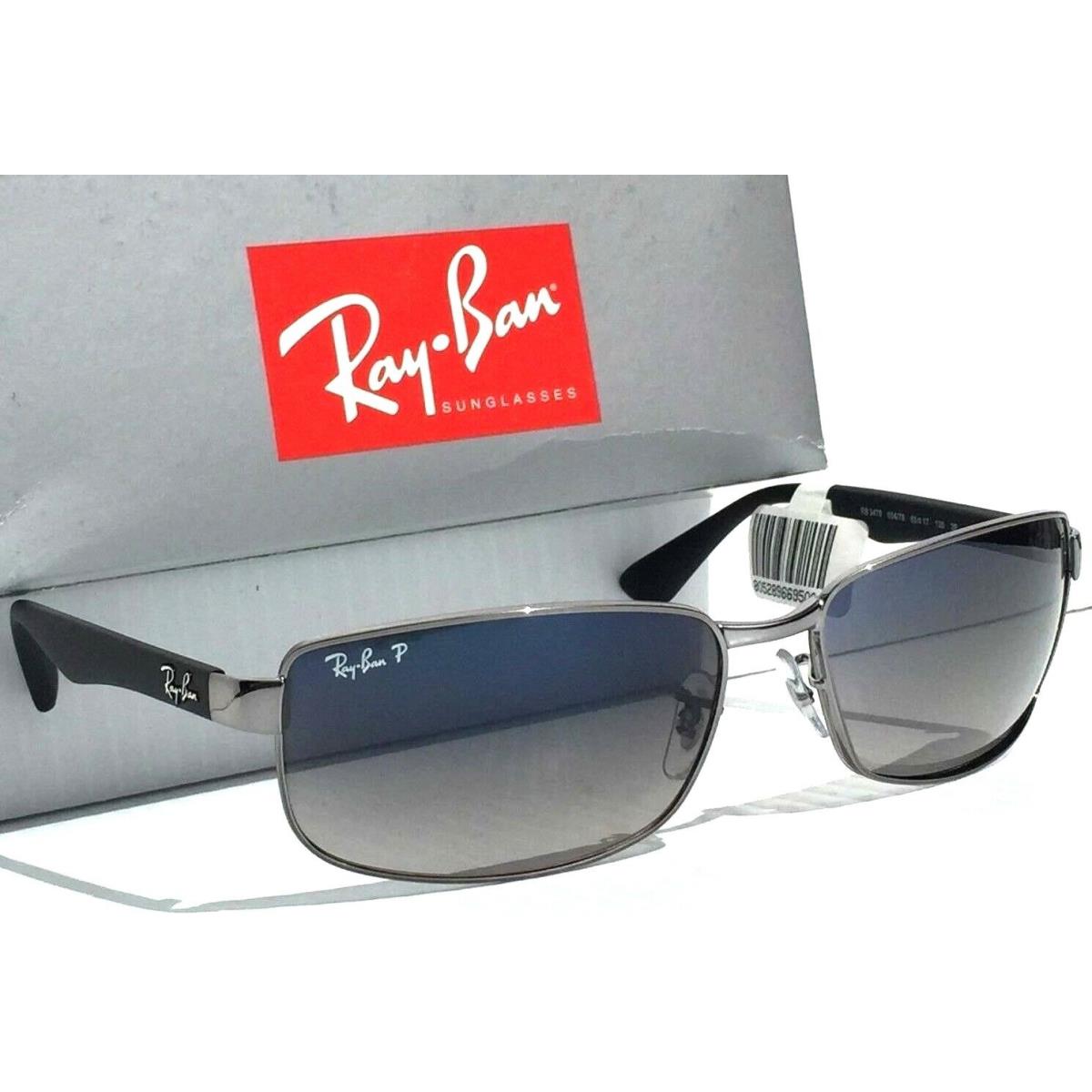 Ray Ban Gunmetal Black w Polarized Grey Blue Lens Sunglass RB 3478 004