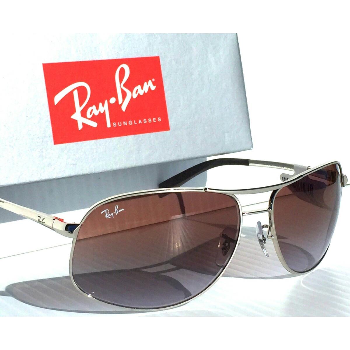 Ray Ban Aviator Silver 64mm w Brown Purple Gradient Sunglass RB 3387 003