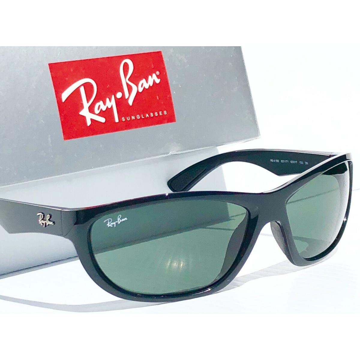 Ray Ban Polished Black 63mm Frame G-15 Grey Green Sunglasses RB 4188 601/71