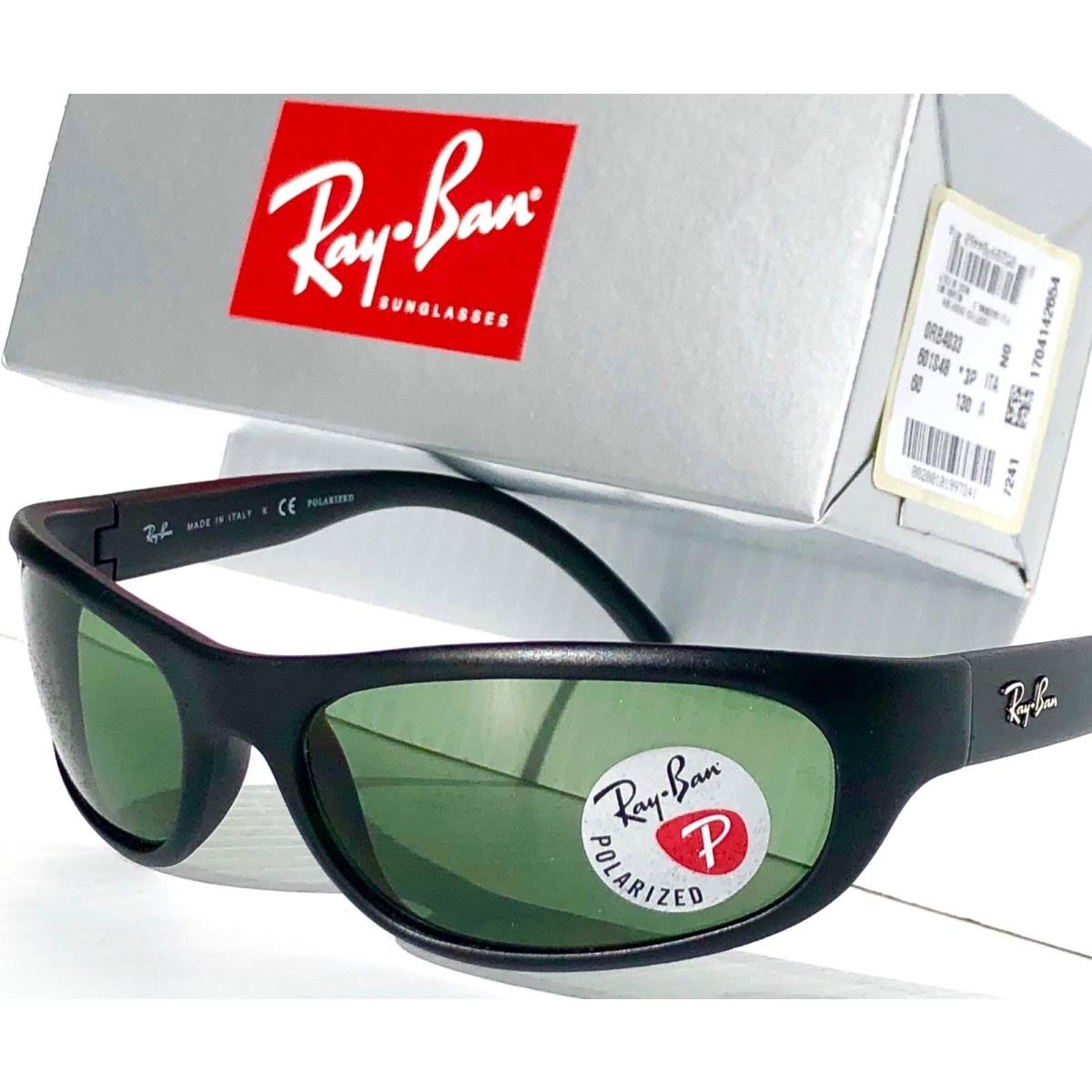 Ray Ban Sport Wrap Matte Black w Polarized Green Lens Sunglass RB 4033