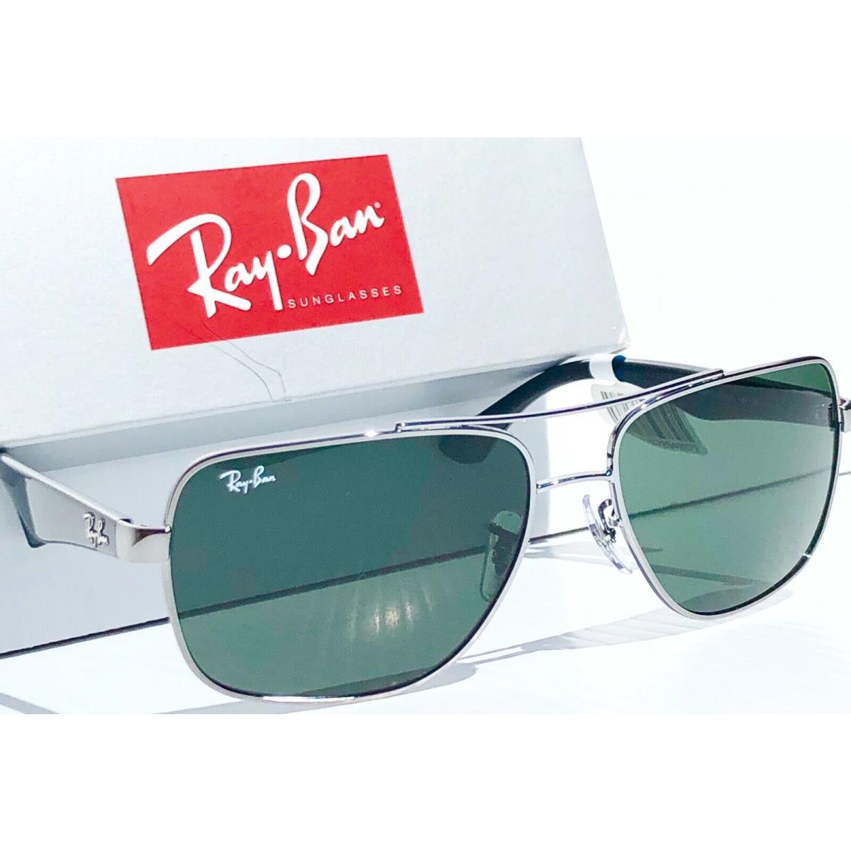 Ray Ban Chrome 60mm Aviator Squared G-15 Green Grey Sunglass RB 3483 004/71