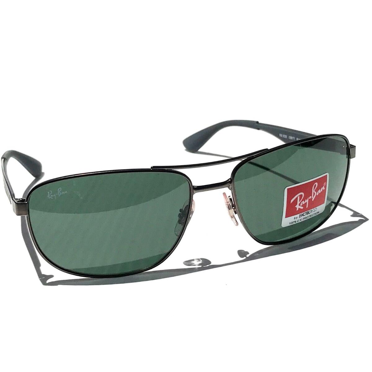 Ray Ban RB 3528 029/71 Gunmetal Satin 61mm Pilot Aviator Frames Grey Sunglass