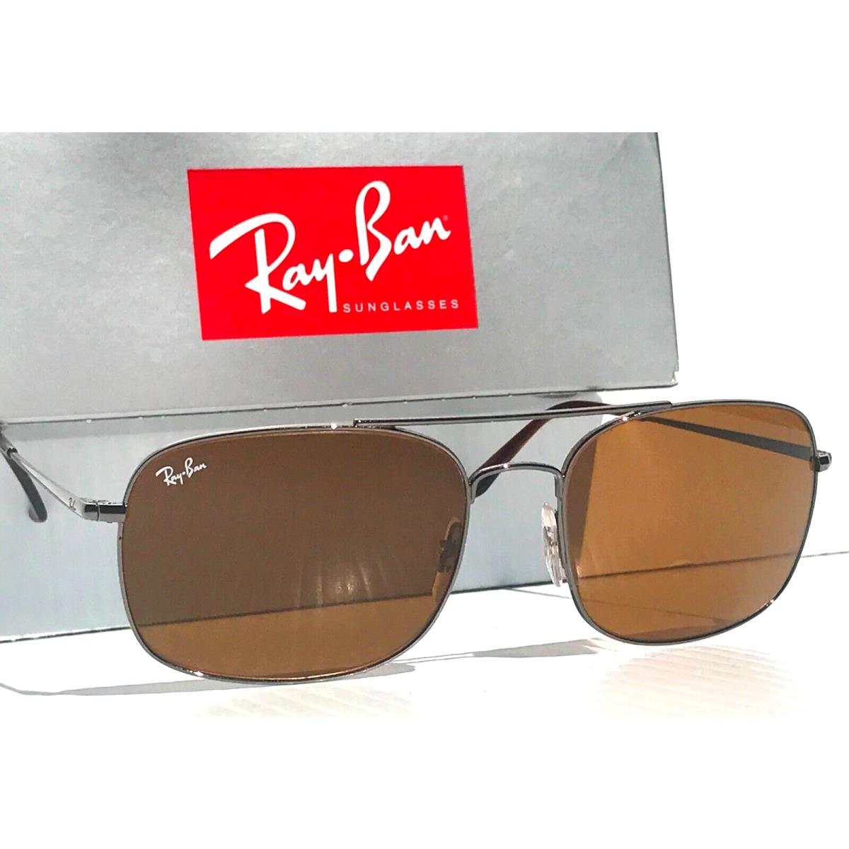 Ray Ban Polished Silver Steel 60mm w Brown Lens Sunglass RB 3611 004/33