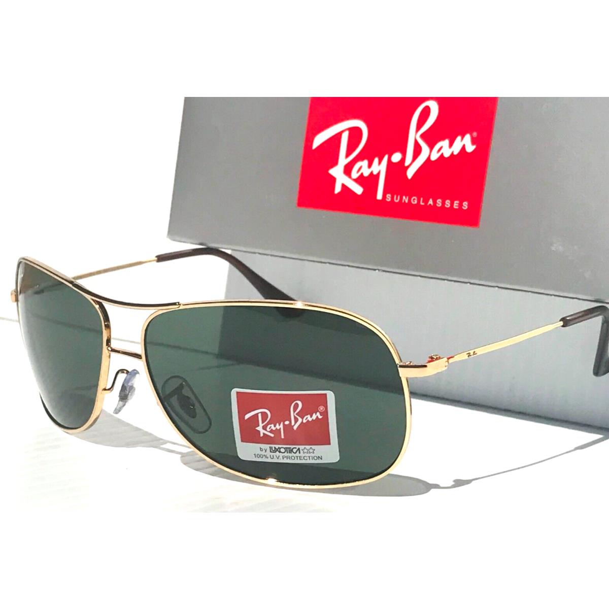 Ray Ban Arista Gold 64mm Aviator w Dark Green Lens Sunglass RB3267 001/71