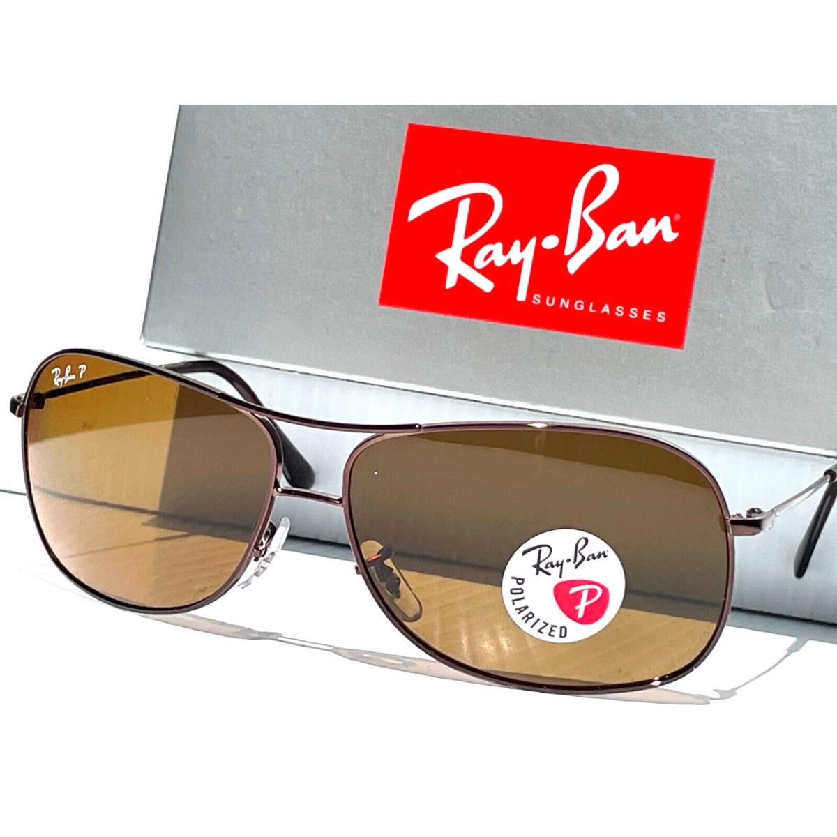 Ray Ban Bronze 64mm Aviator Polarized Brown Lens Sunglass RB 3267