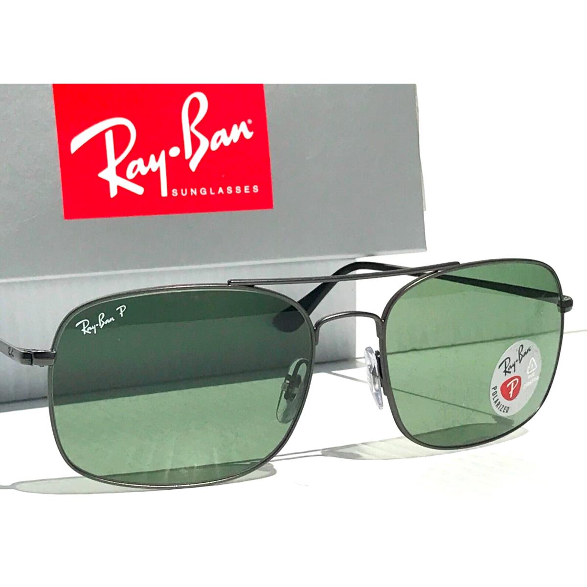 Ray Ban RB 3611 029/O9 Matte Gunmetal Silver Polarized Green Lens Sunglass