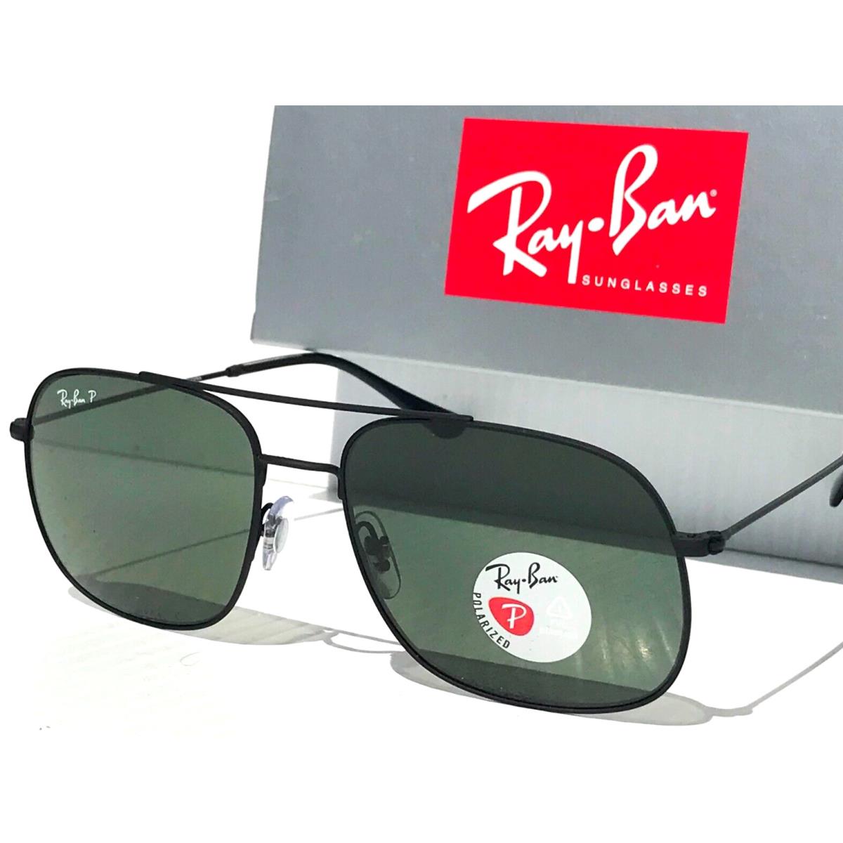 Ray Ban Andrea Black Coated Polarized Dark Green Lens Sunglass RB 3595 9014/9A