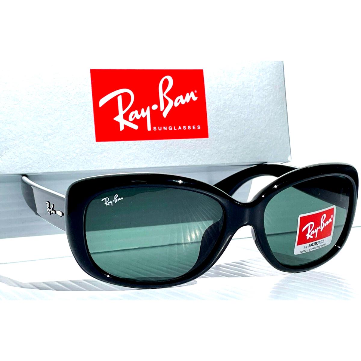 Ray Ban RB 4101F 601/71 Polished Black Round Green Lens Sunglass