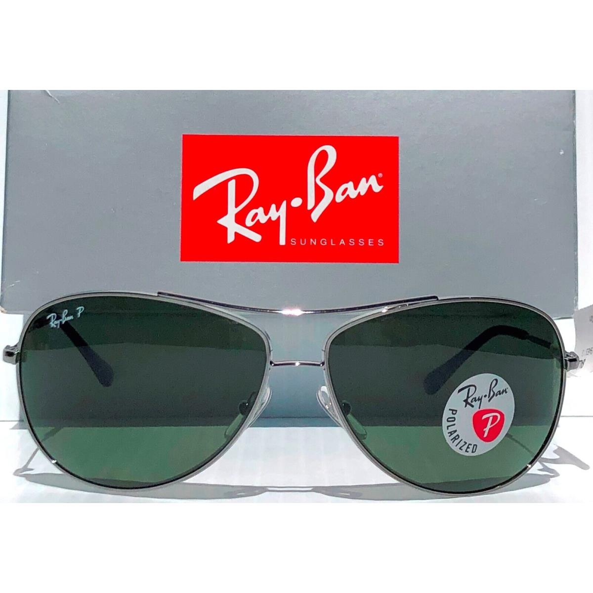 Ray Ban Gunmetal 63mm Aviator Polarized Green Sunglass RB3293 004/9A