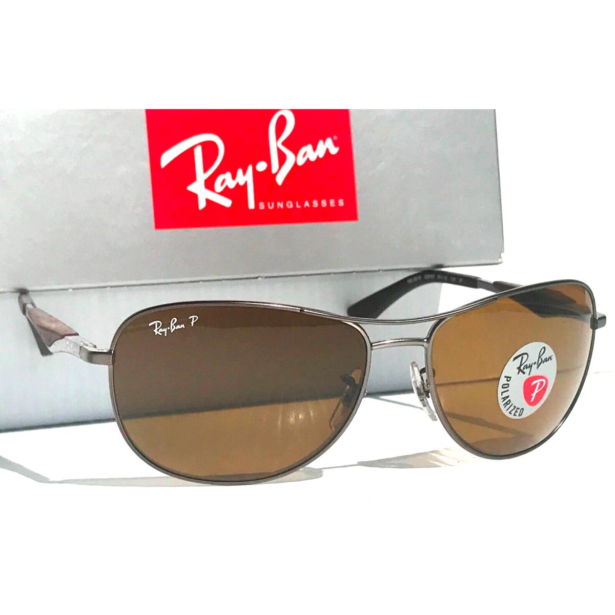 Ray Ban 59mm Matte Gunmetal Polarized Brown Lens Sunglass RB 3519 029/83