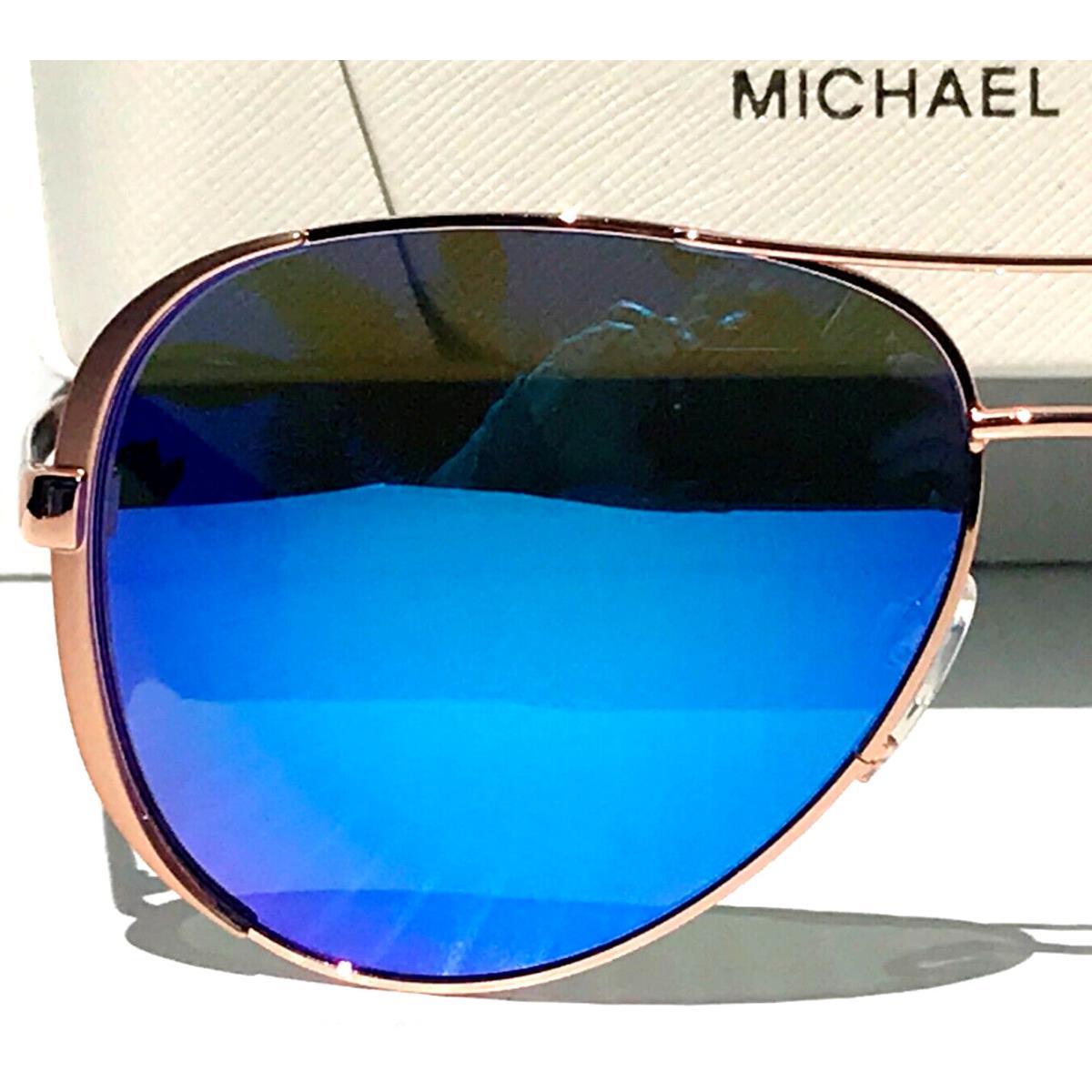 Michael Kors Chelsea Rose Gold Aviator Blue Mirror Women`s Sunglass MK5004