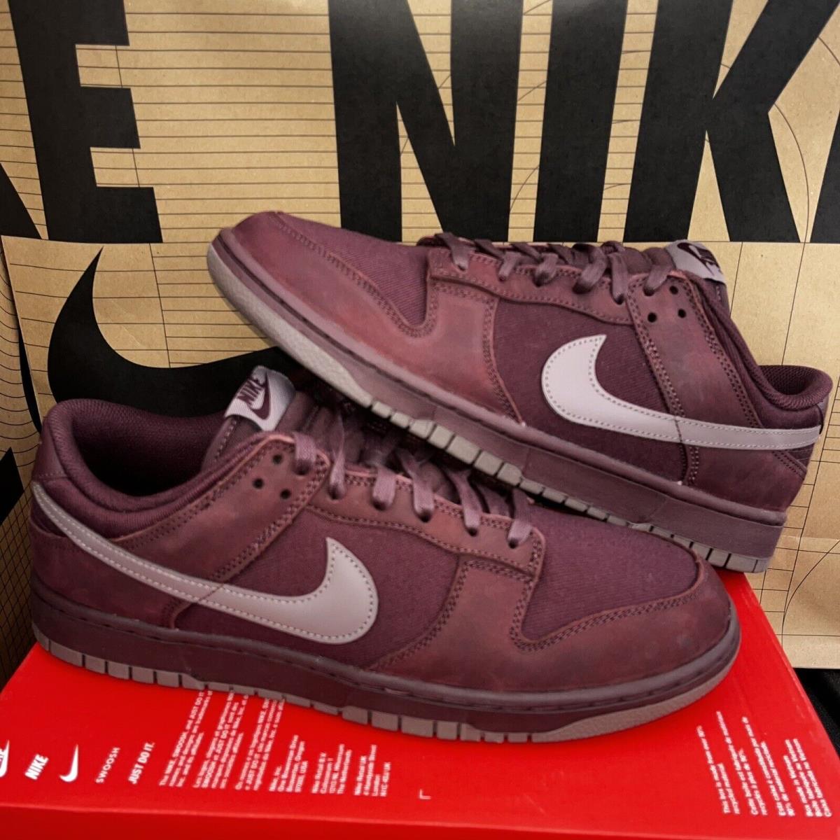 Nike Dunk Low Retro Prm Burgundy Crush FB8895-600 Men s Size 12.5 - Red