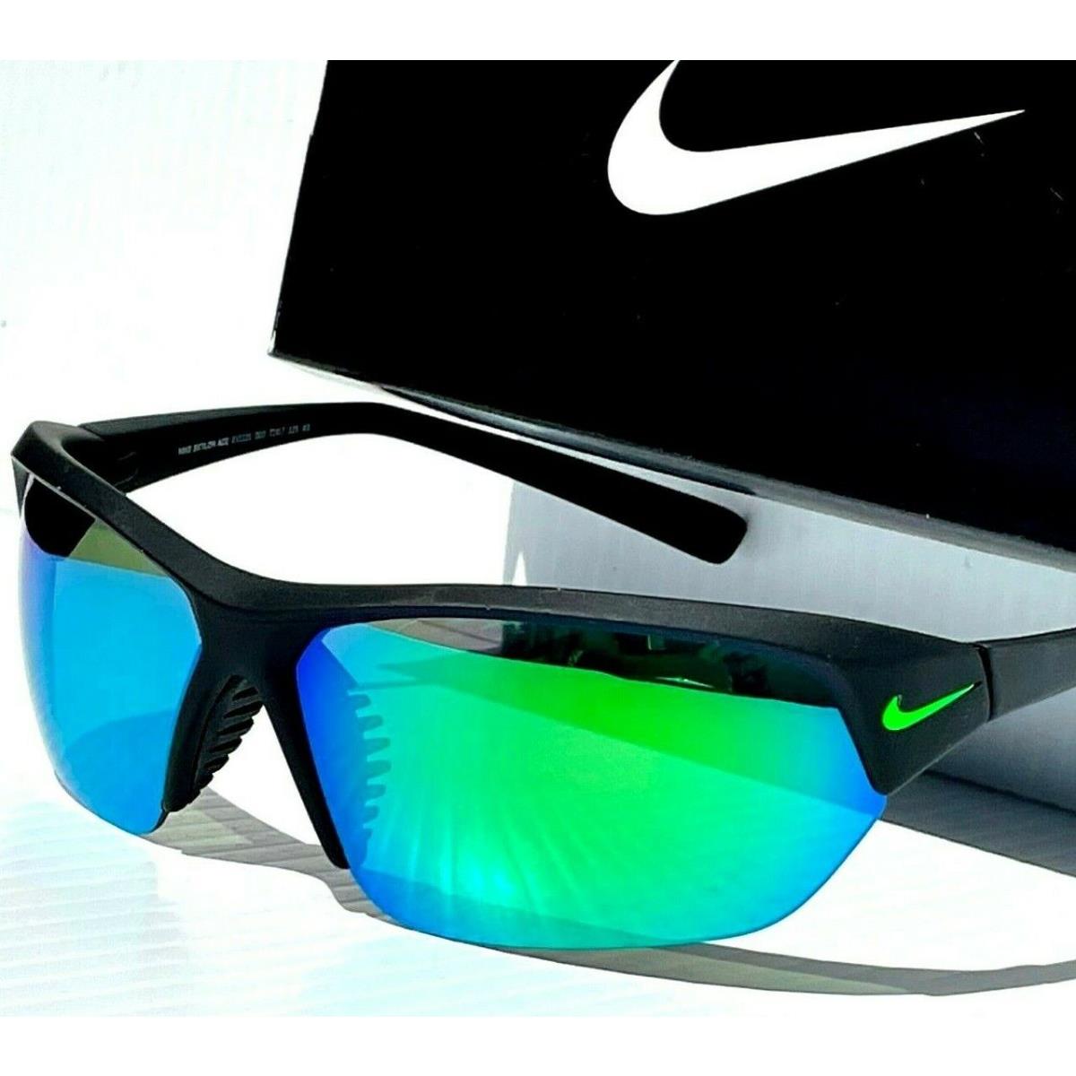 Nike Skylon Ace Black Polarized Galaxy Jade Green Mirrored Sunglass EV1125 003
