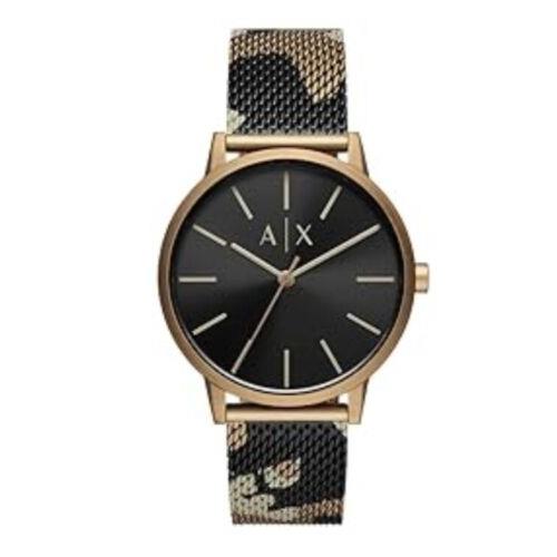 A X Armani Exchange Men`s Three-hand Camo Pattern Stainless Steel Mesh Watch