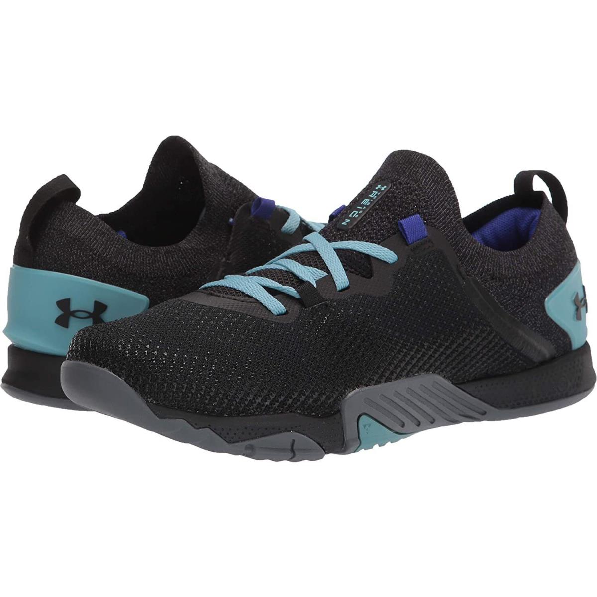 Men Under Armour UA Tribase Reign 3 Black Blue Mesh Upper 3023698-002