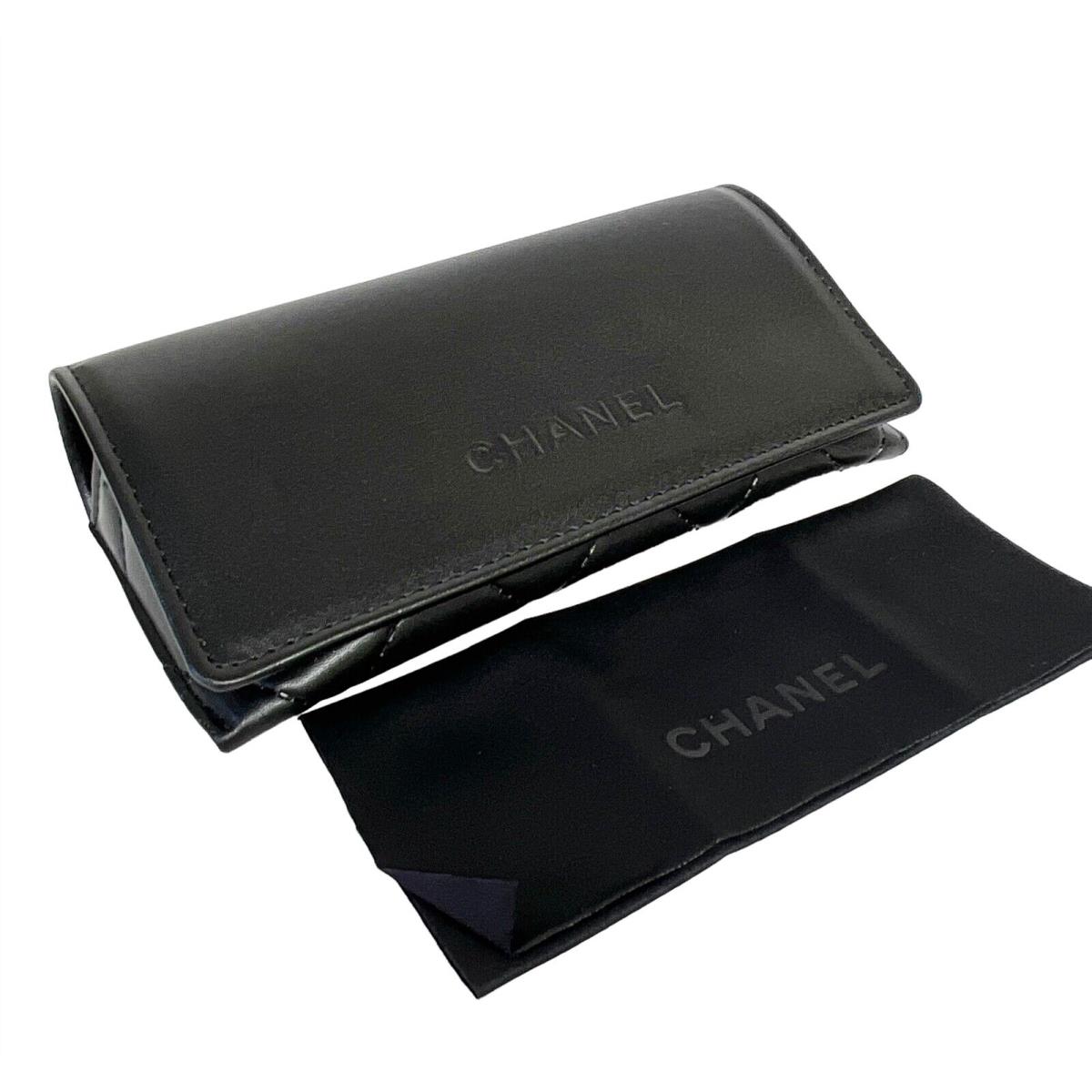 Chanel Eyeglass Sunglasses Case Folding Leather Quilted Case Cloth Small