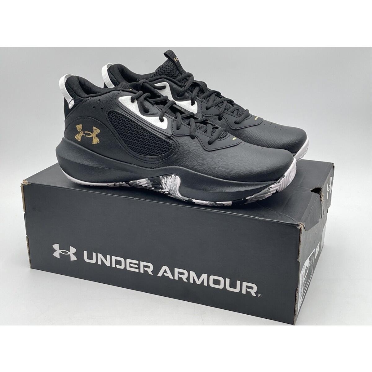 Under Armour Unisex Men`s Size 11.5 UA Lockdown 6 Basketball Shoes Stephen Curry - Black Gold Logo