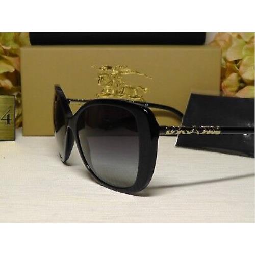 Burberry B4238 Shiny Black / Gold Frame Sunglasses 57 17 140 Italy