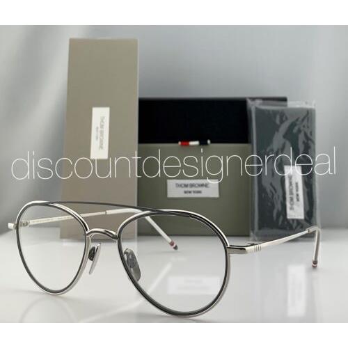 Thom Browne Eyeglasses TB-109-B-SLV-GRY Silver Gray Frame Clear Demo Lens 53mm