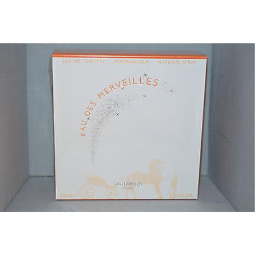 Hermes Eau De Merveilles Eau De Toilette Spray 3.3oz Boxed