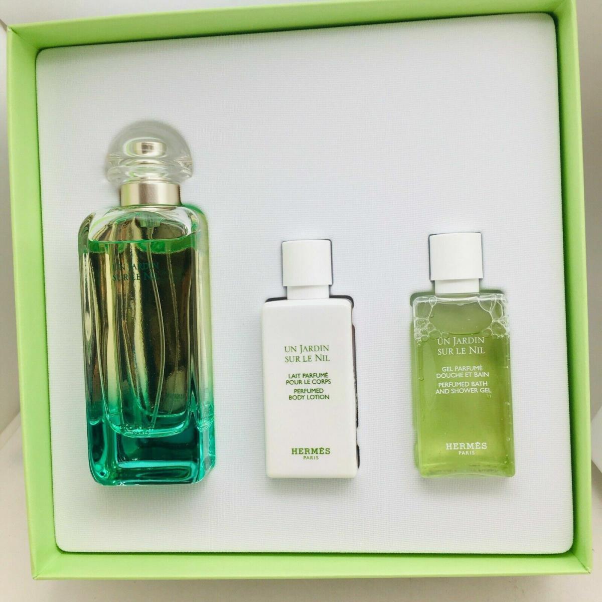 Hermes Un Jardin Sur Le Nil 3 Pcs Set:includes Edt Spray Body Lotion Gel