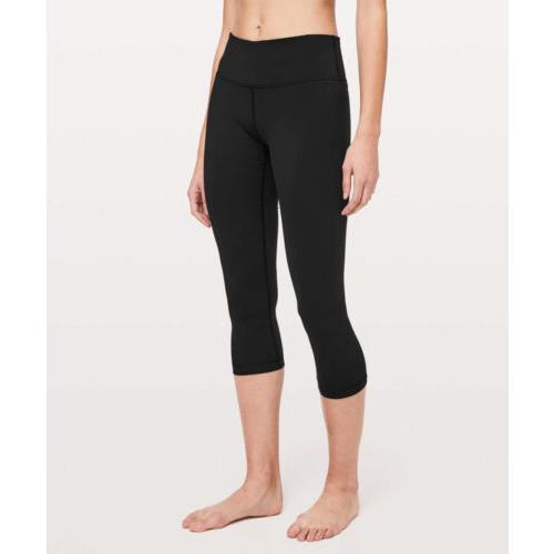Lululemon Wunder Under Black Mid Rise 21 Luon Cropped Tights Pants 6