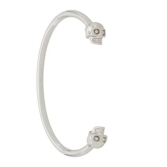 Amq Alexander Mcqueen Thin Twin Skull Bracelet