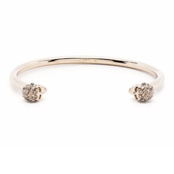 Alexander Mcqueen Crystal Pav Skull Head Cuff Bracelet