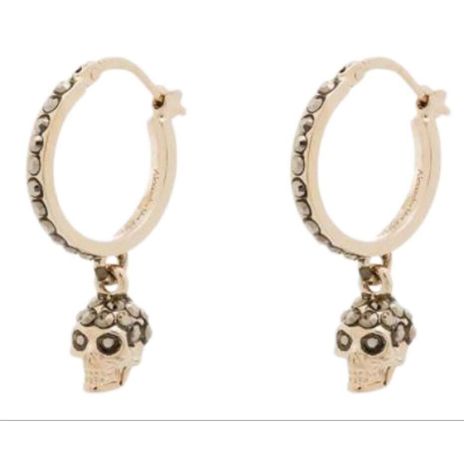 Alexander Mcqueen Amq Champagne Tone Small Skull Hoop Earrings