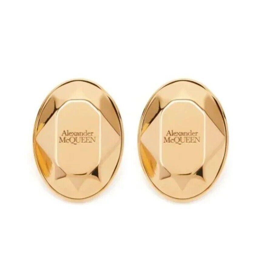 Alexander Mcqueen Large Faceted Stone Logo Stud Earrings