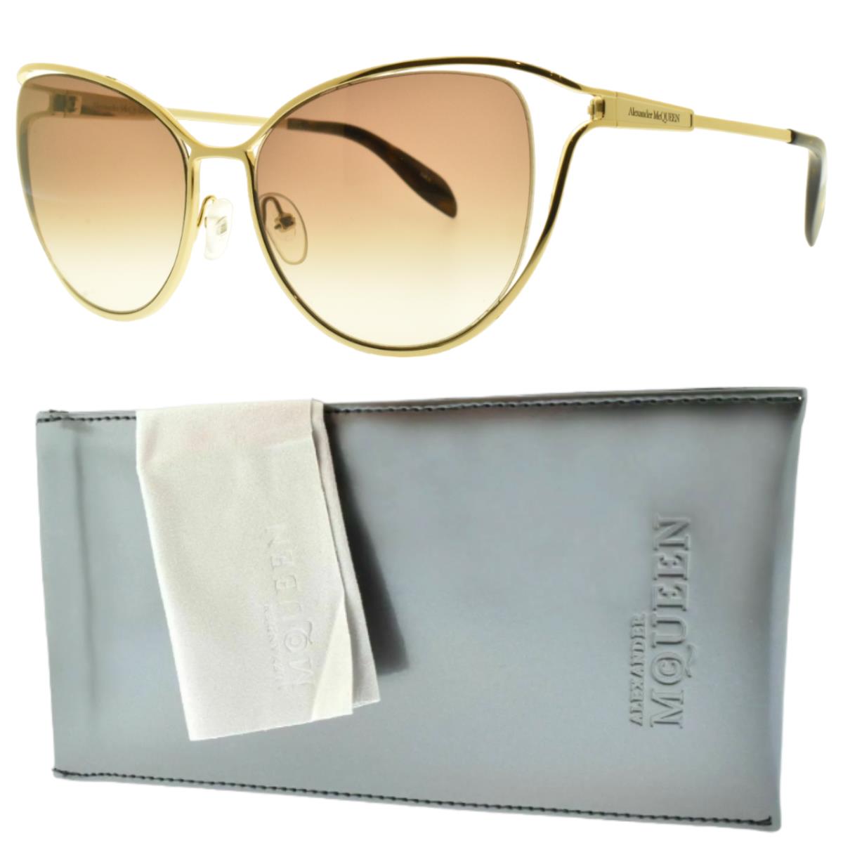 Alexander Mcqueen AM 0194S 002 Gold Cateye Full Rim Women Sunglasses