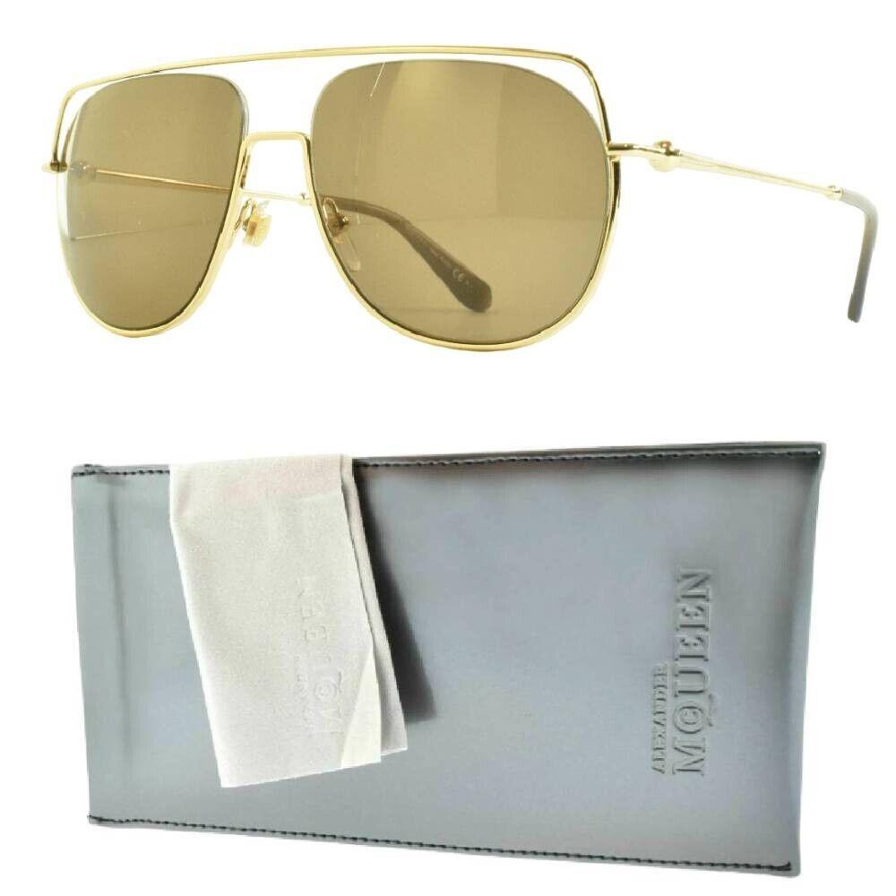 Alexander Mcqueen Amq 4272/S Mens Full Rim Gold Aviator Sunglasses - Frame: Gold, Lens: Brown