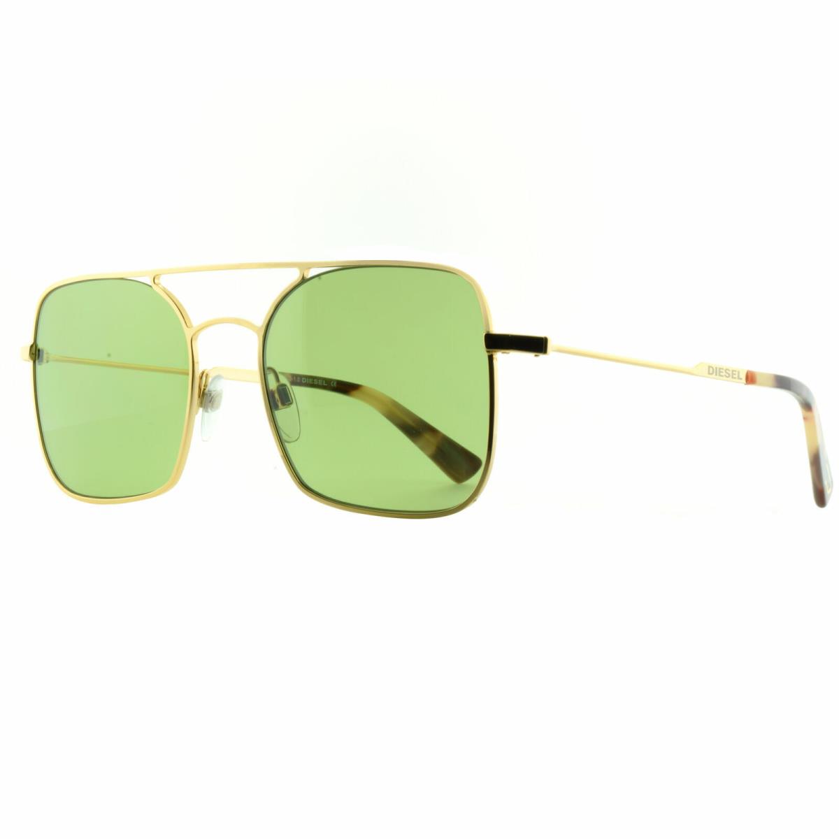 Diesel DL0302 30N Gold Square UV Green Lens Sunglasses