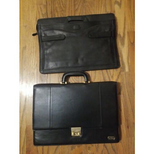 Pierre Cardin 2 Set Black Leather Briefcase 16X12