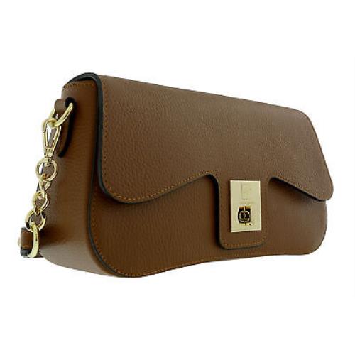 Pierre Cardin Brown Leather Medium Structured Logo Shoulder Bag - Brown