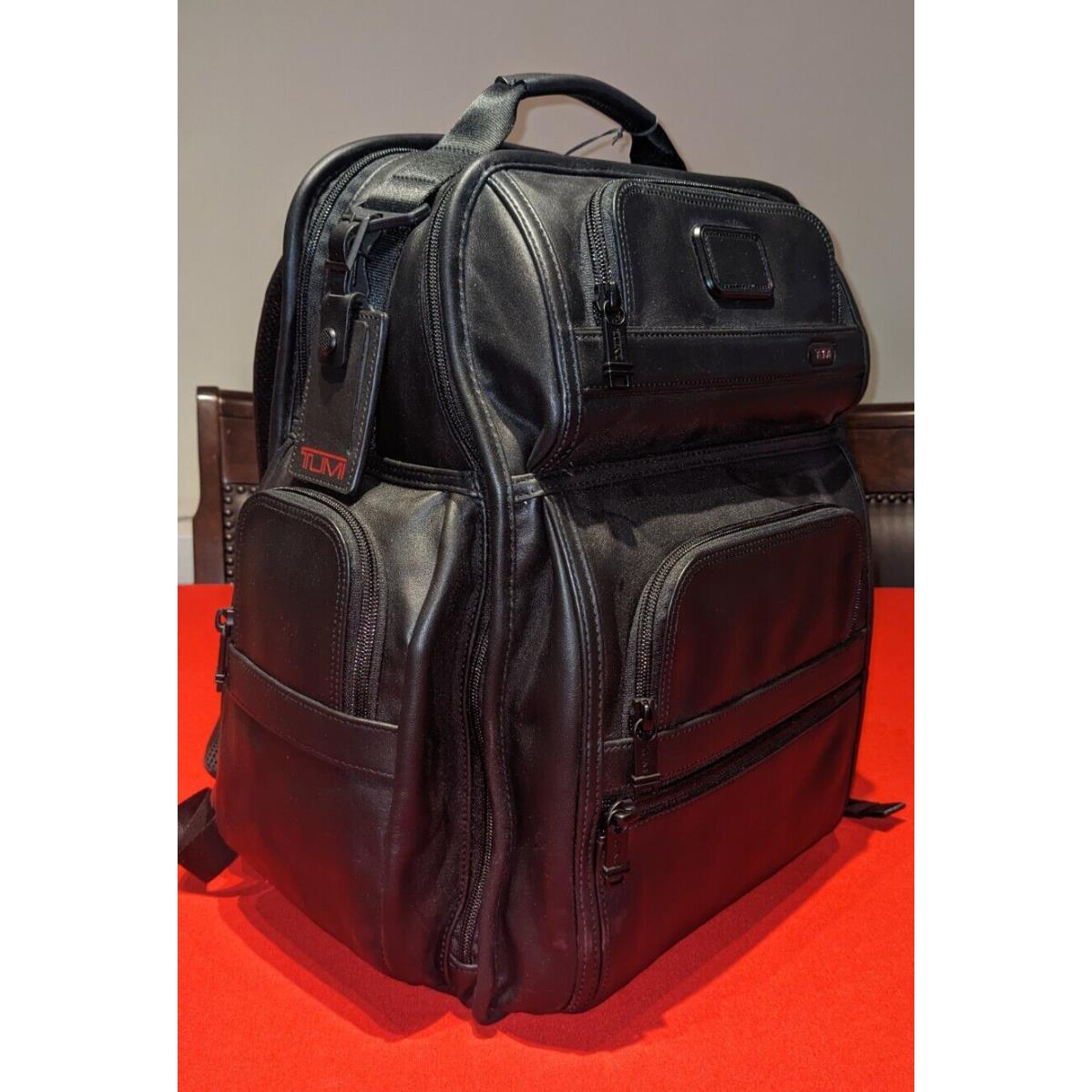 Tumi Black Leather Brief Pack