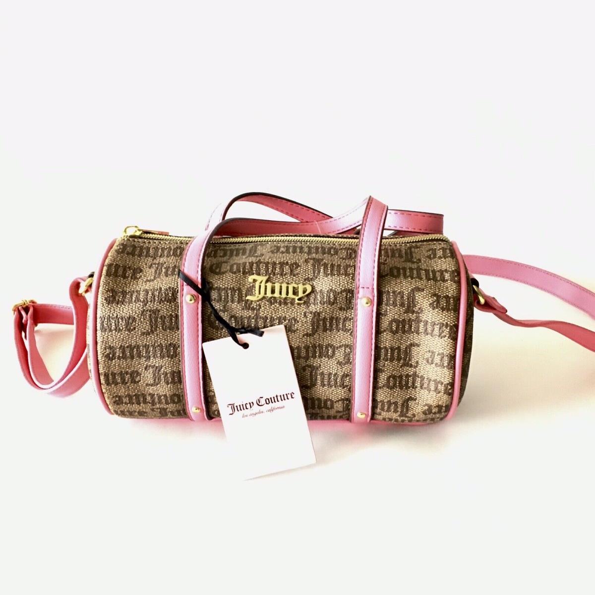 Juicy Couture Chestnut Chino Mini Barrel Crossbody Purse Brown Pink